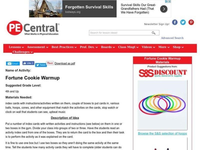 Fortune Cookie Warmup Lesson Plan