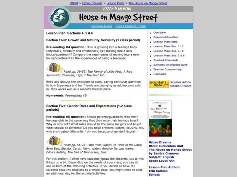 House on Mango Street Lesson Plan