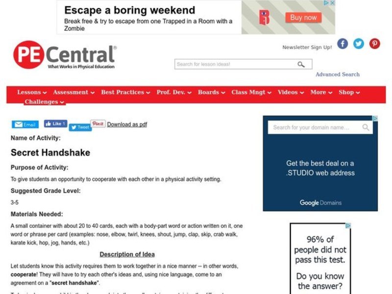 Secret Handshake Lesson Plan