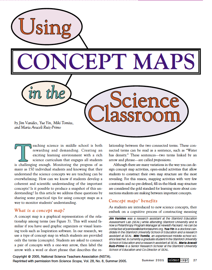 Using Concept Maps in the Science Classroom Professional Doc