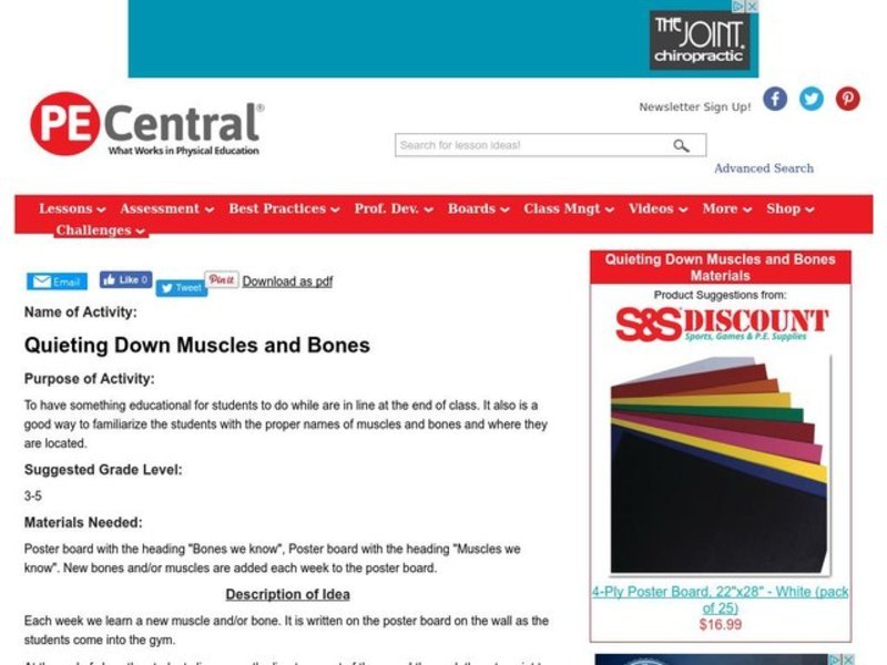 Quieting Down Muscles and Bones Lesson Plan