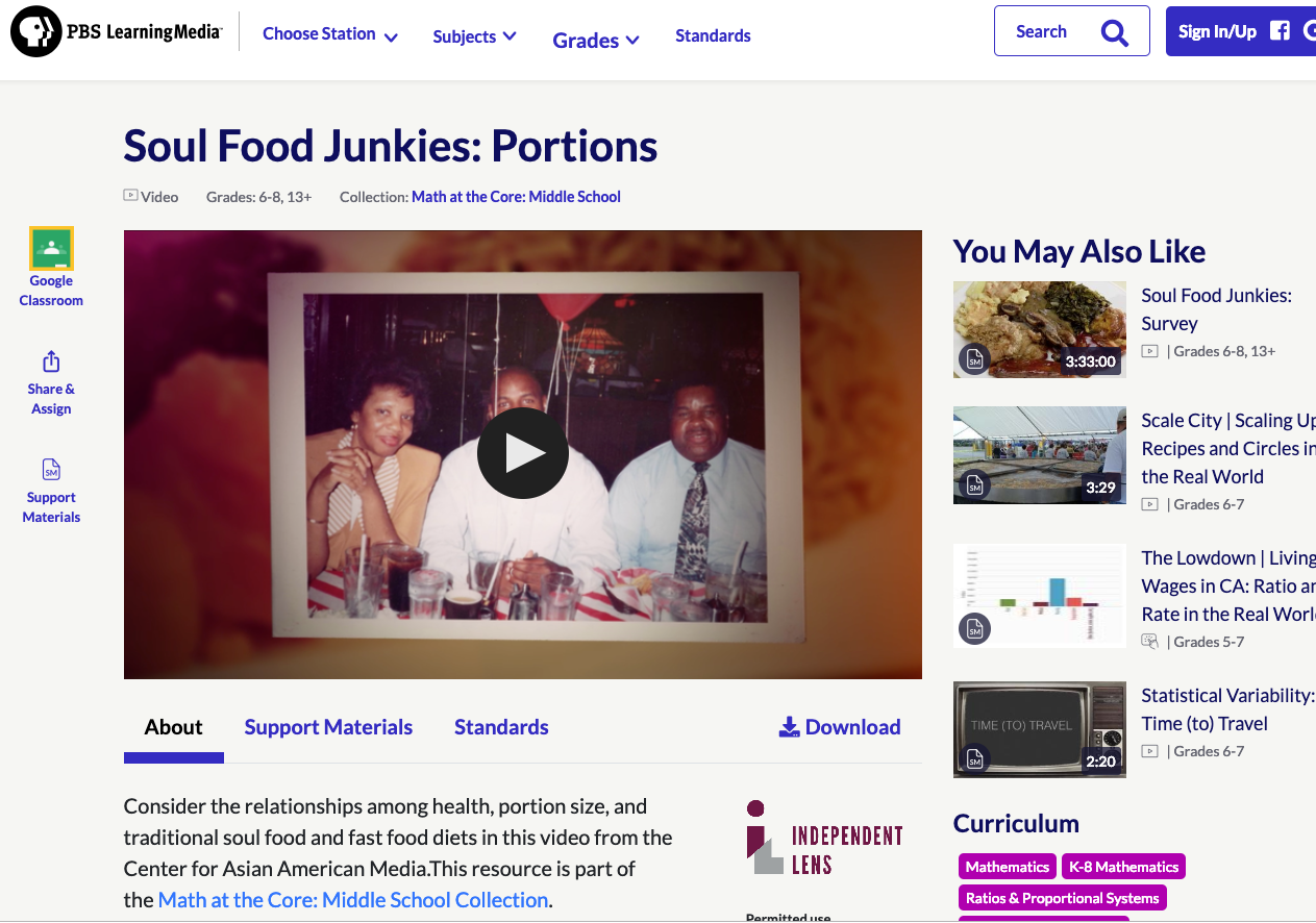 Soul Food Junkies: Portions Activity