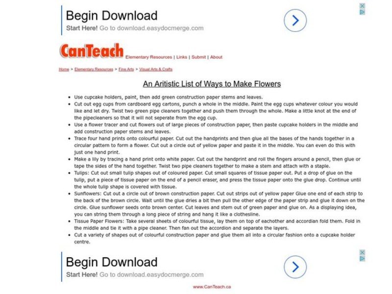 An Artistic List of Ways to Make Flowers Lesson Plan