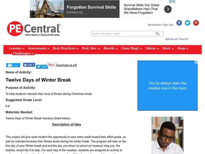 Twelve Days of Winter Break Lesson Plan