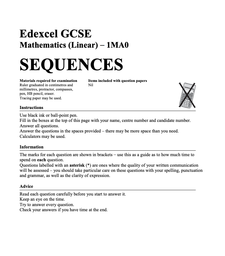 Sequences Assessment