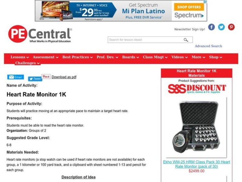Heart Rate Monitor 1K Lesson Plan