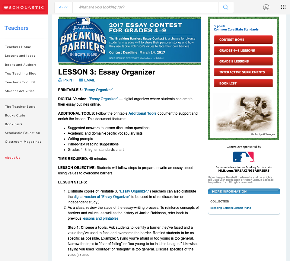 Lesson 3: Essay Organizer Lesson Plan