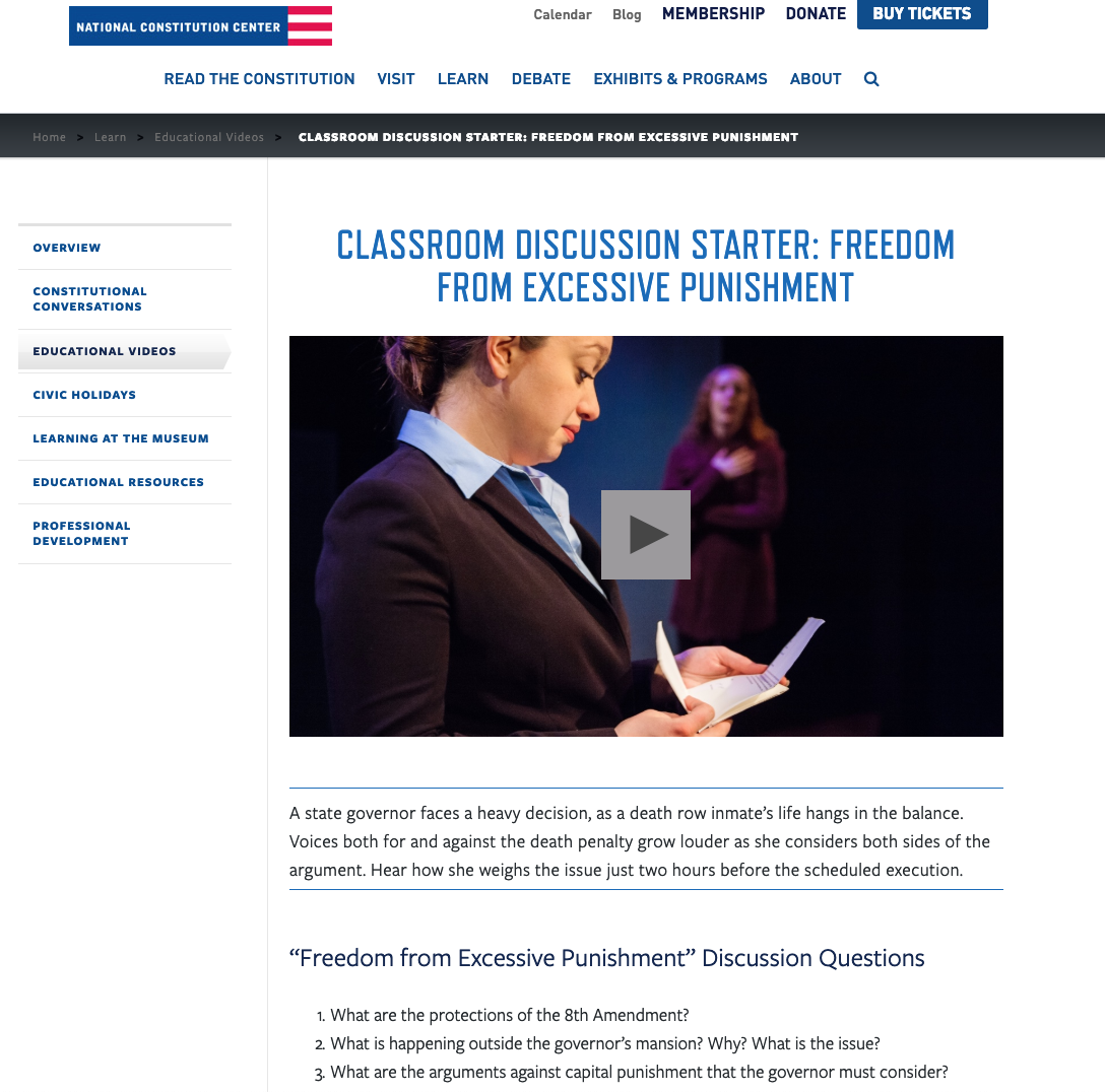 Classroom Discussion Starter: Freedom from Excessive Punishment Instructional Video
