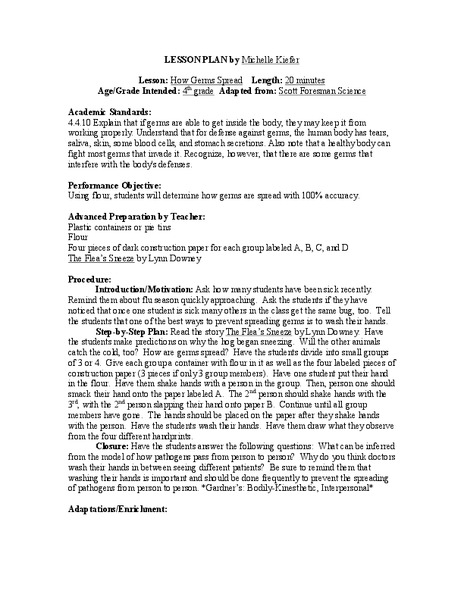 How Germs Spread Lesson Plan
