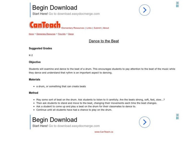 Dance to the Beat Lesson Plan