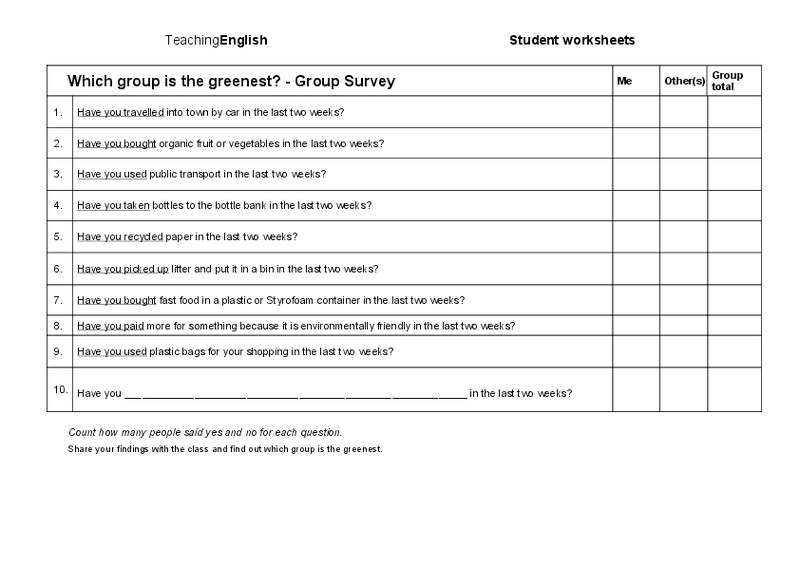 How Green Are You? Worksheet