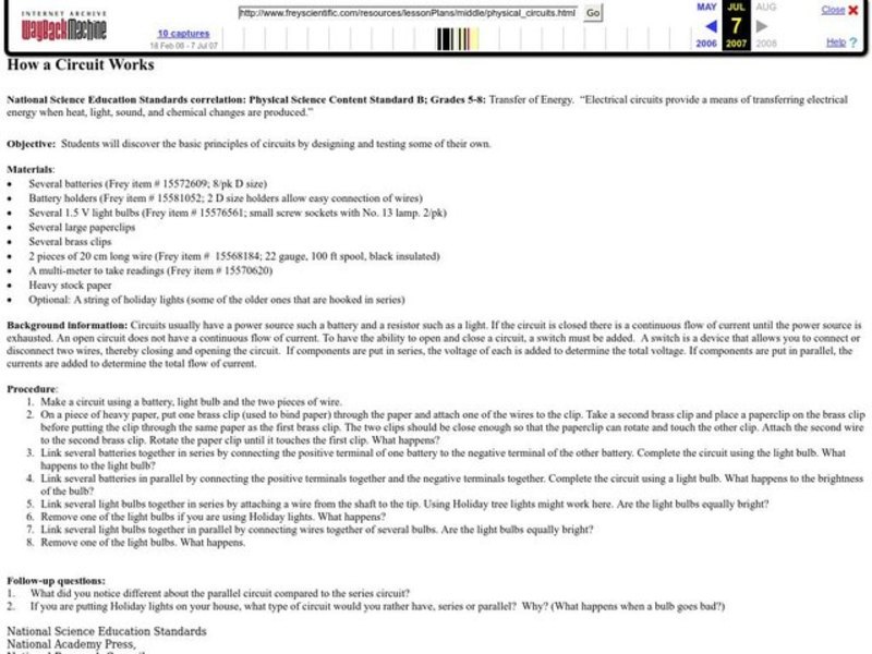 How a Circuit Works Lesson Plan