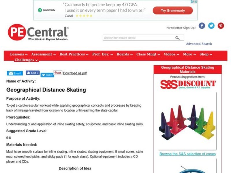 Geographical Distance Skating Lesson Plan