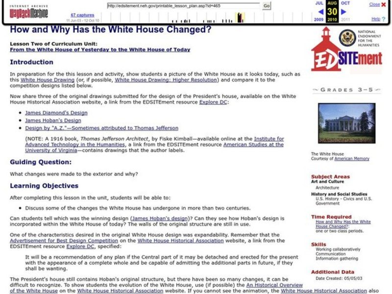 How and Why Has the White House Changed? Lesson Plan