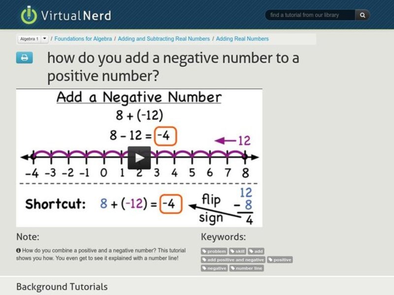 How Do You Add a Negative Number to a Positive Number? Instructional Video