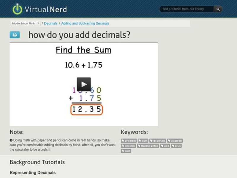 How Do You Add Decimals? Instructional Video