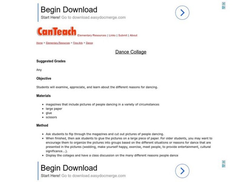 Dance Collage Lesson Plan