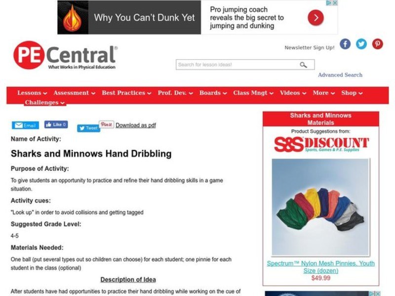 Sharks and Minnows Lesson Plan