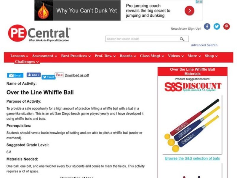 Over the Line Whiffle Ball Lesson Plan