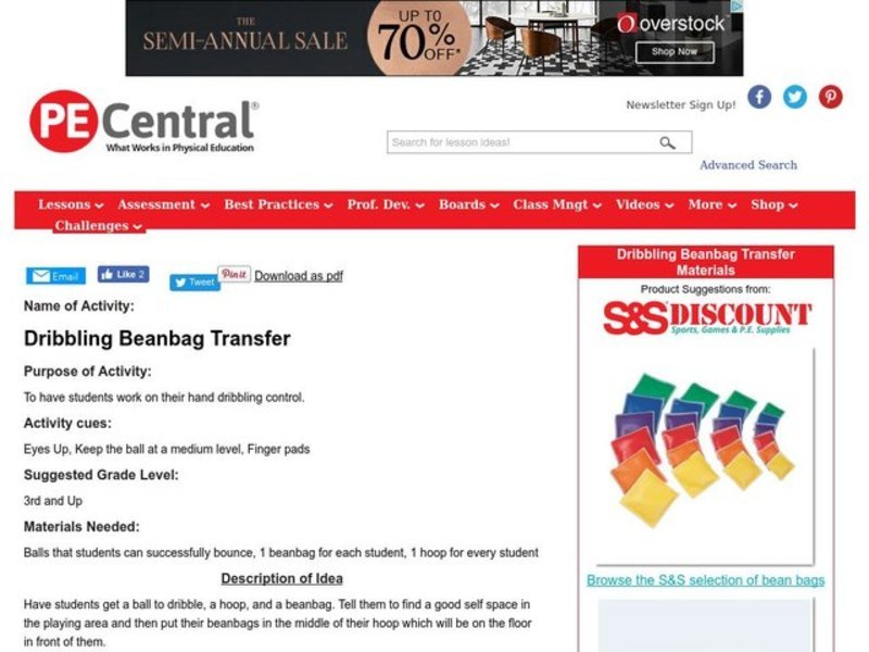Dribbling Beanbag Transfer Lesson Plan