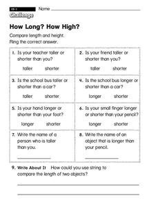 How Long? How High? Worksheet