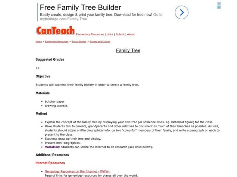 Family Tree Lesson Plan