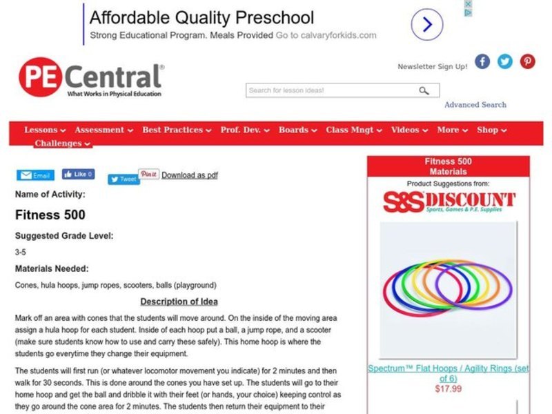 Fitness 500 Lesson Plan