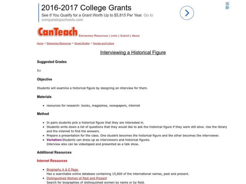 Interviewing a Historical Figure Lesson Plan