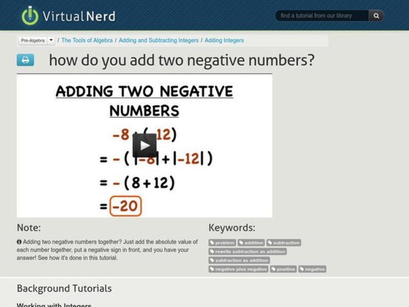 How Do You Add Two Negative Numbers? Instructional Video