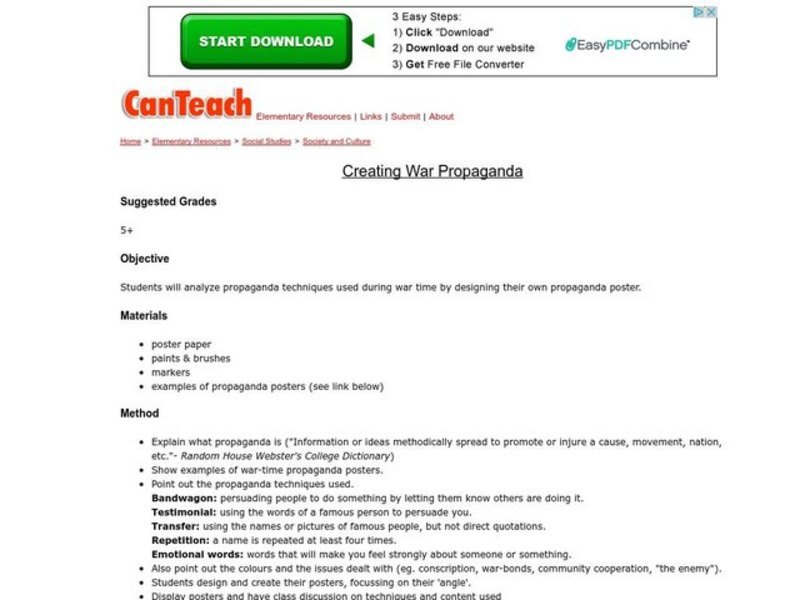 Creating War Propaganda Lesson Plan