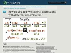 How Do You Add Two Rational Expressions with Different Denominators? Instructional Video
