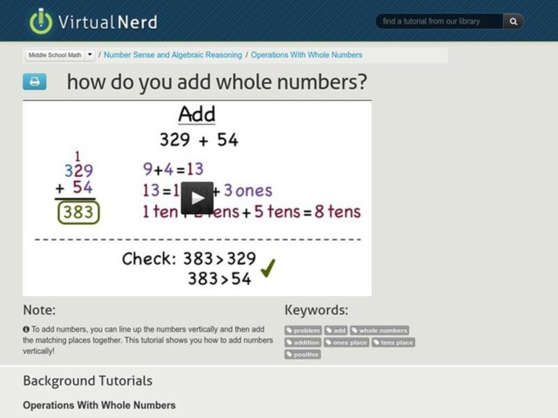 How Do You Add Whole Numbers? Instructional Video