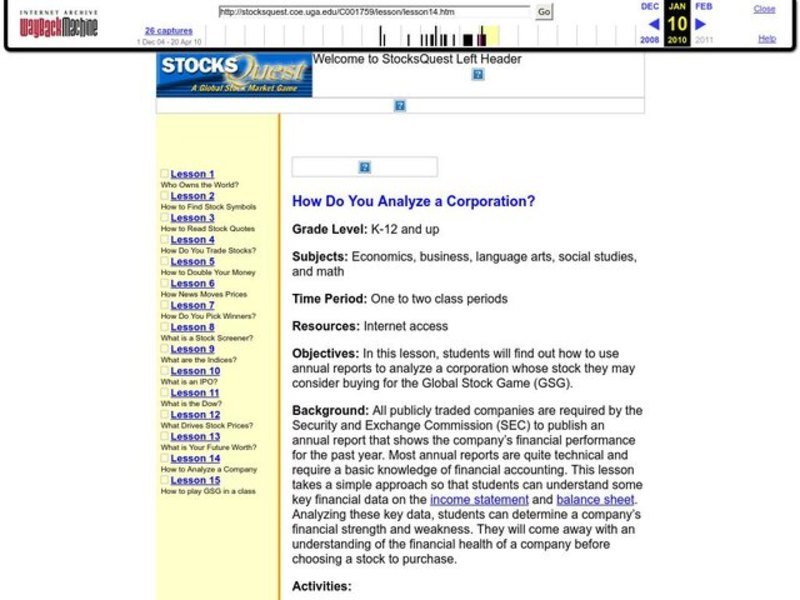 How Do You Analyze a Corporation? Lesson Plan