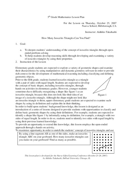How many isosceles Triangles Can You Find? Lesson Plan