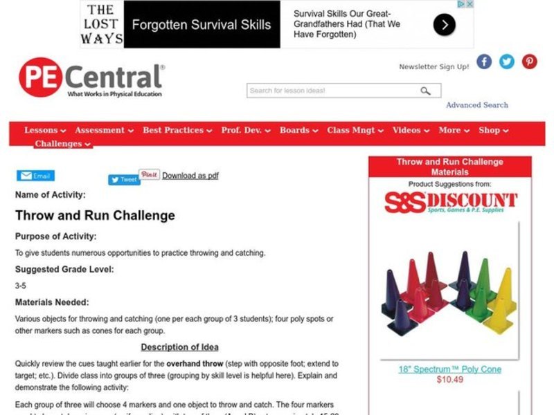 Throw and Run Challenge Lesson Plan