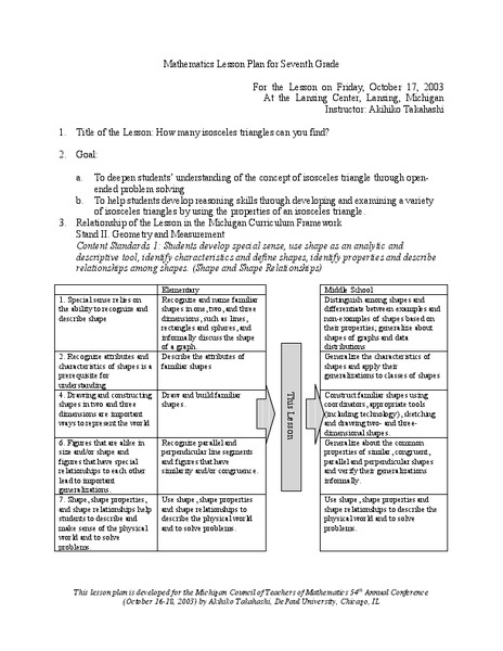 How many isosceles triangles can you find? Lesson Plan