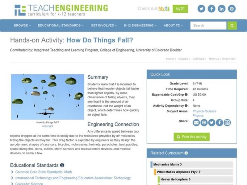 How Do Things Fall? Lesson Plan