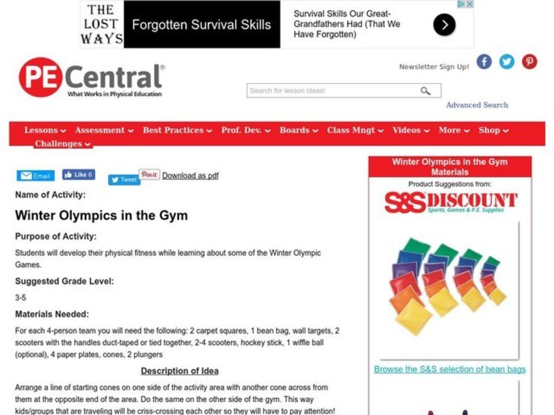Winter Olympics in the Gym Lesson Plan