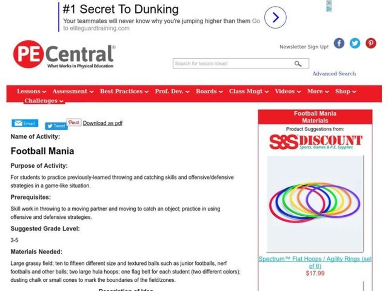 Football Mania Lesson Plan