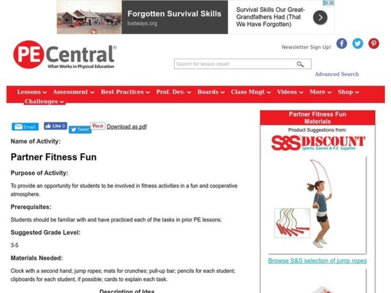 Partner Fitness Fun Lesson Plan