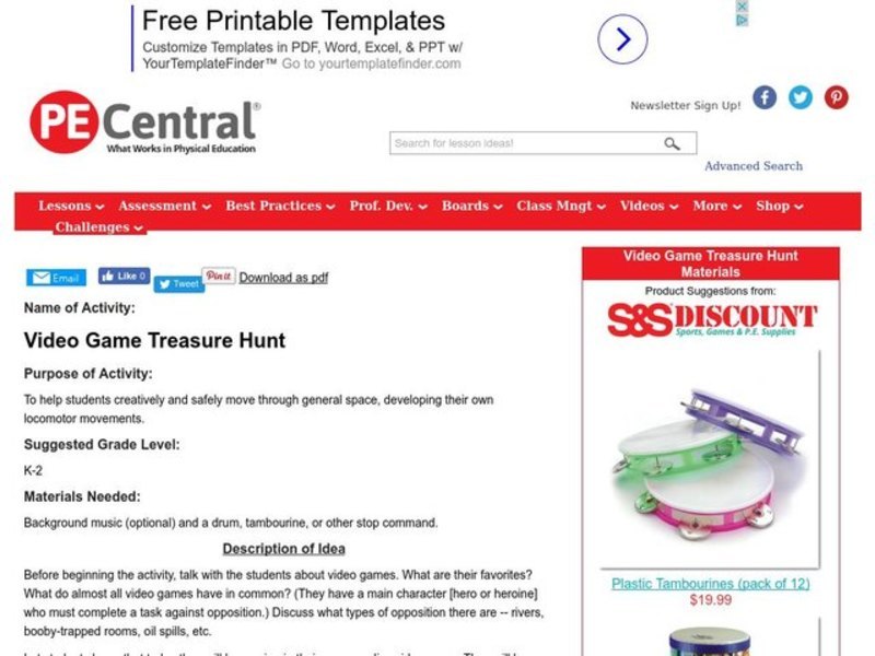 Video Game Treasure Hunt Lesson Plan