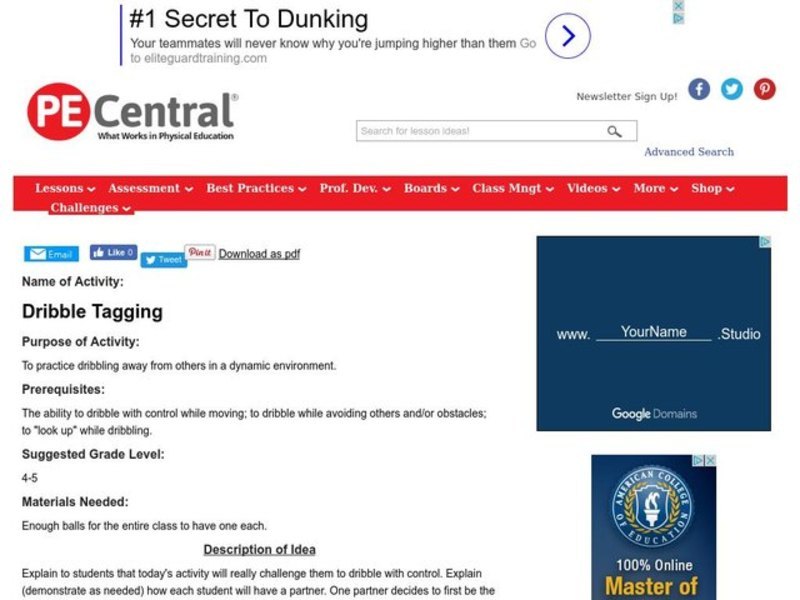 Dribble Tagging Lesson Plan