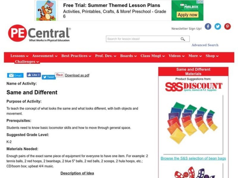 Same and Different Lesson Plan