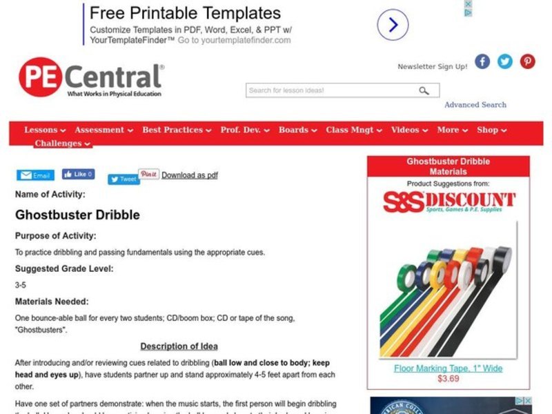 Ghostbuster Dribble Lesson Plan