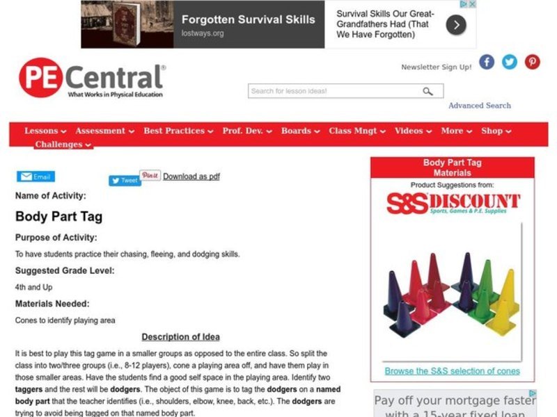 Body Part Tag Lesson Plan