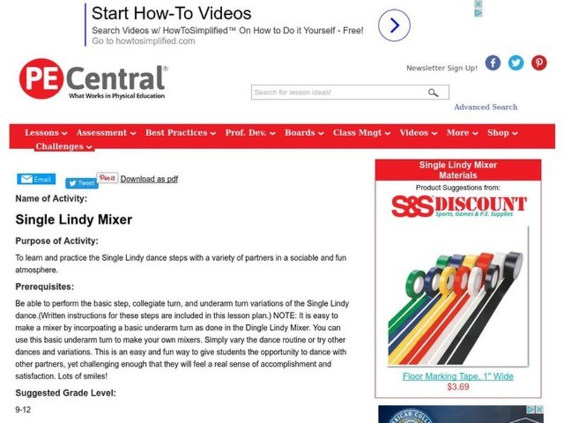 Single Lindy Mixer Lesson Plan