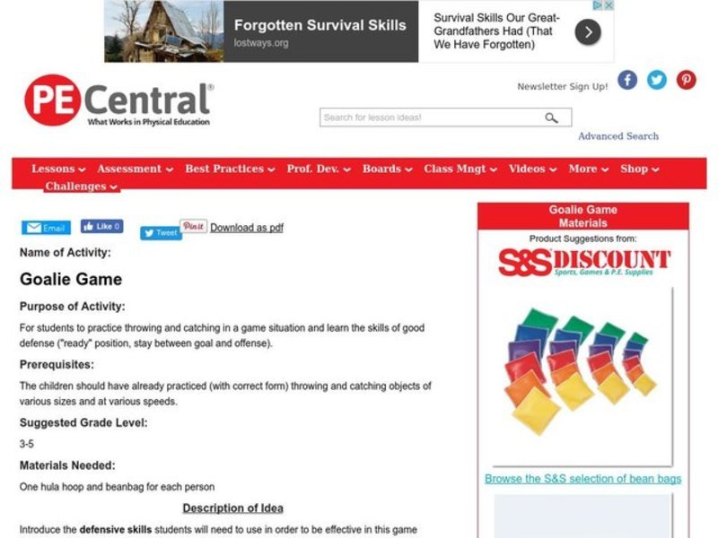 Goalie Game Lesson Plan