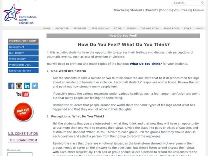 How Do You Feel? Lesson Plan