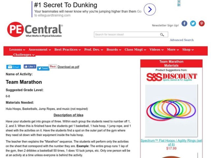 Team Marathon Lesson Plan