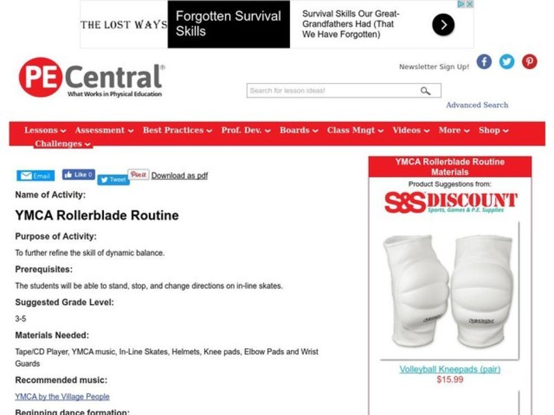 YMCA Rollerblade Routine Lesson Plan